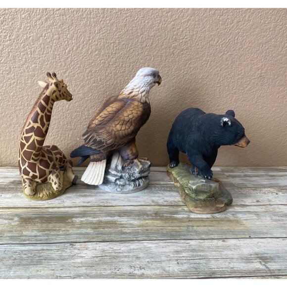 Set of 3 Andrea by Sadek Wildlife Bear Eagle Giraffe Figurines Japan Porcelain - Picture 3 of 16